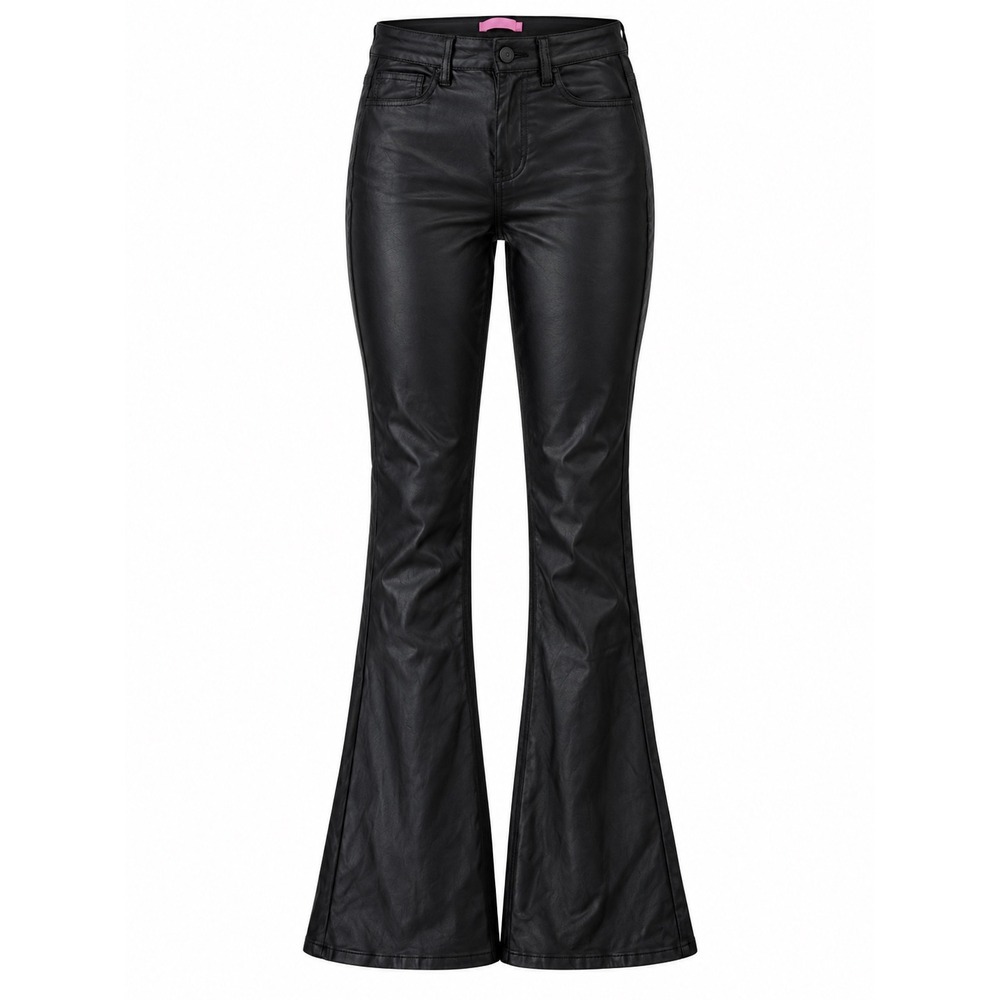 Edikted Luna Faux Leather High Rise Flare  Pants Small Black Y2K Edgy